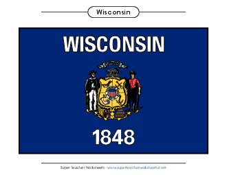 Wisconsin State Flag (Full-Color Version) States Individual Worksheet