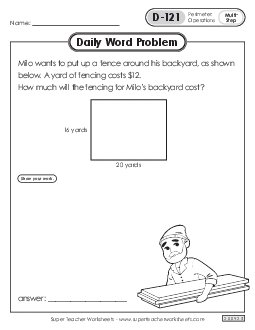 Daily Word Problems  D-121 through D-125 Worksheet