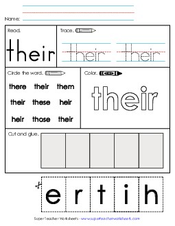 Worksheet 2: Their Sight Words Individual Worksheet