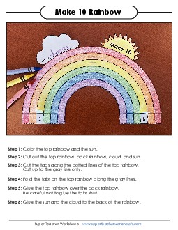 Making 10 Rainbow Craft Addition Worksheet