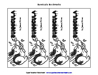 Bunnicula Bookmarks Books Worksheet