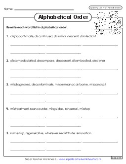 Alphabetical Order Worksheet (F-16) Free Spelling F Worksheet