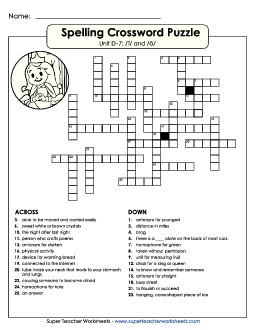 Crossword (D-7) Spelling D Worksheet