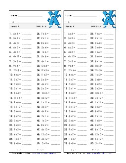 Timed Quiz 0-6 Multiplication Worksheet