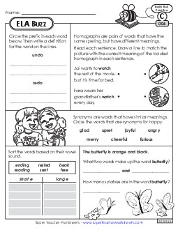 ELA Buzz: Week 2 Worksheets 6 through 10 Daily Ela Review Worksheet