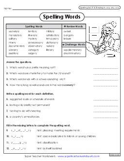 Question Worksheet (F-10) Spelling F Worksheet