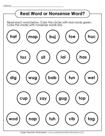 aReal or Nonsense Word? Coloring Activity