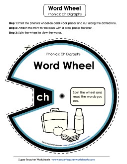 Word Wheel: Words Ending with CH Phonics Digraphs Worksheet