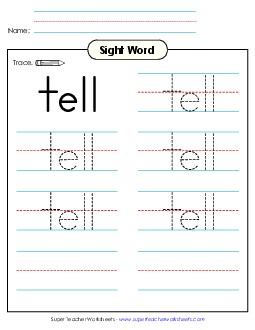 Trace the Word: Tell Sight Words Individual Worksheet