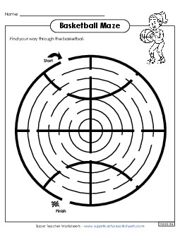 Basketball Maze Brainteasers Worksheet