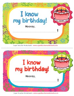 I know my birthday! Awards Worksheet