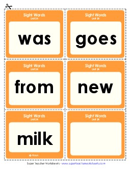 Flashcards (Unit 24) Sight Words Worksheet