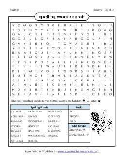 Word Search Puzzle Spelling D Worksheet