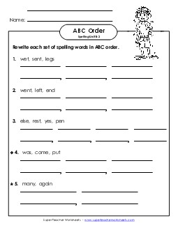 ABC Order - Word Sets (B-2) Spelling B Worksheet