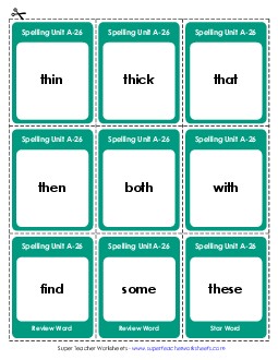 Flashcards (A-26) Spelling A Worksheet