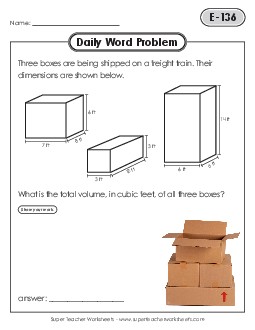 Daily Word Problems  E-136 through E-140 Worksheet