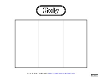 Italian Flag (Black & White) Italy Worksheet