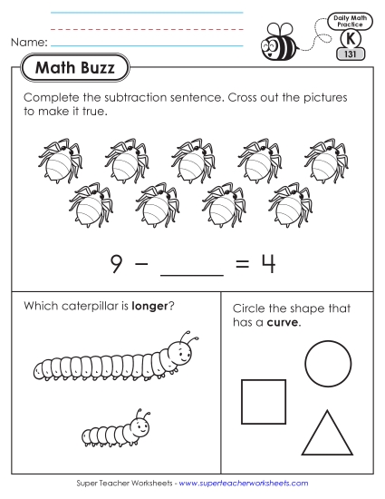 New Kindergarten Math Buzz: Week 27<br>Worksheets 131 through 135 Worksheet New Kindergarten Math Buzz: Week 27<br>Worksheets 131 through 135 Worksheet