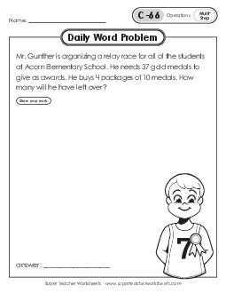 Daily Word Problems  C-66 through C-70 Worksheet