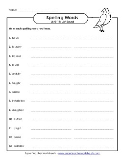 Write Twice (E-19) Spelling E Worksheet