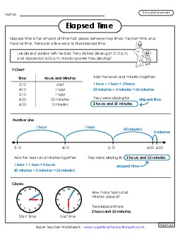 Elapsed Time (Intermediate)  Worksheet