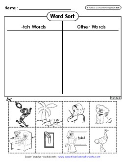 Word Sort (-tch Words) - Advanced Phonics Trigraphs Worksheet