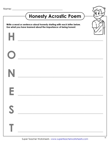 New Honesty Acrostic Poem Worksheet New Honesty Acrostic Poem Worksheet
