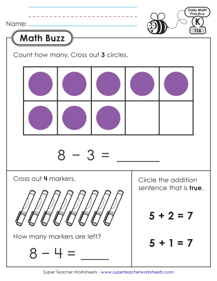 New Kindergarten Math Buzz: Week 24<br>Worksheets 116 through 120 Worksheet New Kindergarten Math Buzz: Week 24<br>Worksheets 116 through 120 Worksheet