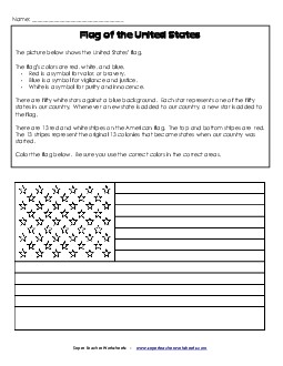 Flag of the United States Free 2nd Grade Social Studies Worksheet