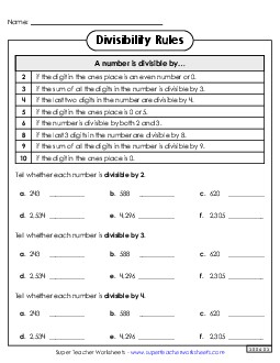 Mixed Review Worksheet 1 Divisibility Rules Worksheet