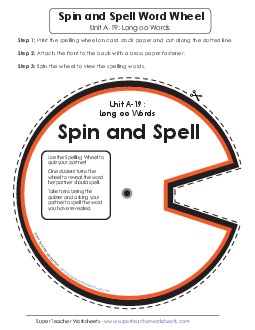 Spin and Spell (A-19) Spelling A Worksheet