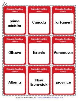 Flashcards (D-Canada Words)  Spelling D Worksheet