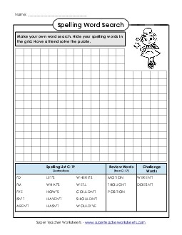 Make-a-Search (C-19) Spelling C Worksheet