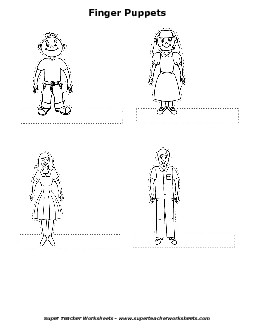 Human Finger Puppets Cut Outs Worksheet