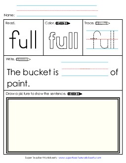 Worksheet 3: Full Sight Words Individual Worksheet