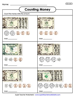 Counting Money 2 (Up to $12) Worksheet