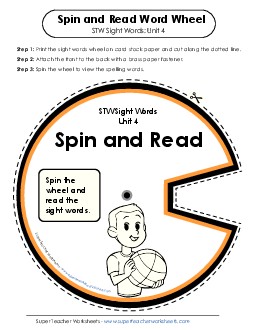 Spin and Read (Unit 4) Sight Words Worksheet