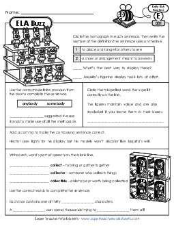 New ELA Buzz: Week 7<br>Worksheets 31 through 35 Worksheet