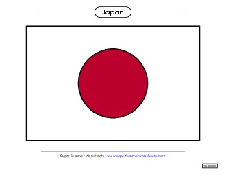 Japanese Flag (Color) Free Worksheet