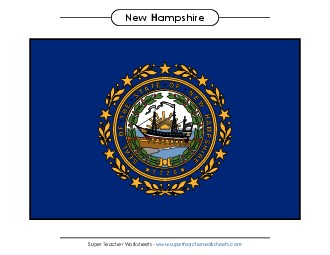 New Hampshire State Flag (Full-Color Version) States Individual Worksheet