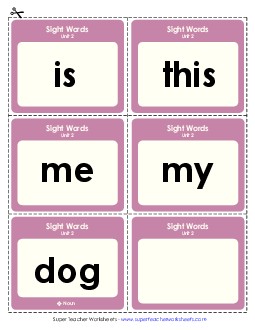 Flashcards (Unit 2) Free Sight Words Worksheet