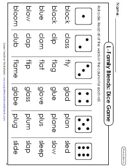 Phonics Blend Dice Game Phonics Blends Worksheet