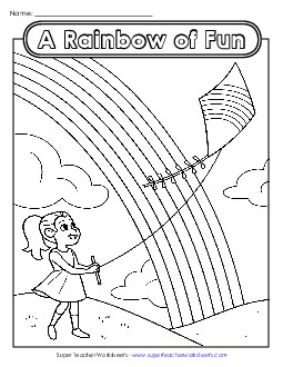 Rainbow of Fun (Kite) Free Coloring Pages Worksheet