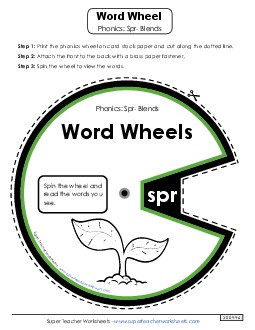 Word Wheel (Spr- Words) Phonics Blends Worksheet