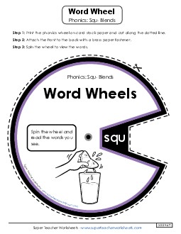 Word Wheel (Squ- Words) Phonics Blends Worksheet