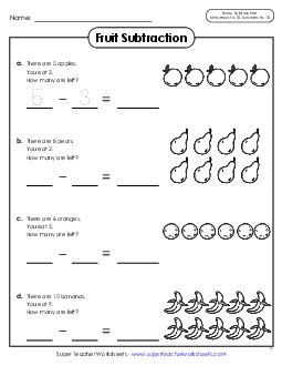 Fruit Subtraction Worksheet