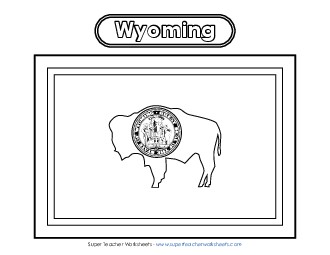 Wyoming Flag Coloring Page States Individual Worksheet