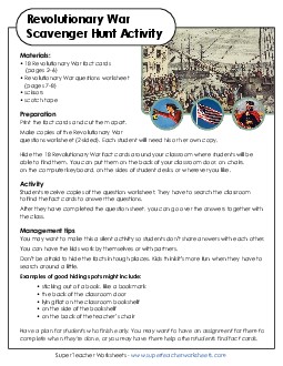 Revolutionary War Scavenger Hunt Worksheet