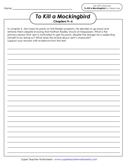 New Writing Prompt: Jem Worksheet