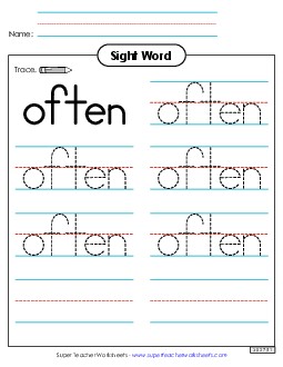 Trace the Word: Often Free Sight Words Individual Worksheet